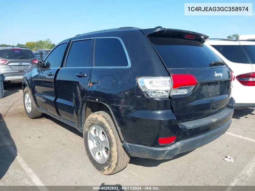 2016 Jeep Grand Cherokee Laredo VIN: 1C4RJEAG3GC358974 Lot: 40292932