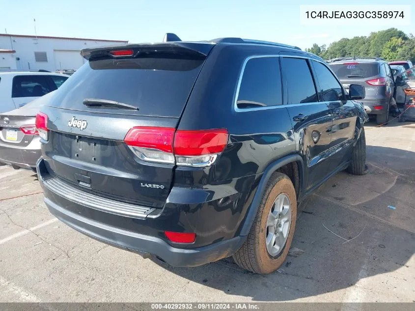 2016 Jeep Grand Cherokee Laredo VIN: 1C4RJEAG3GC358974 Lot: 40292932