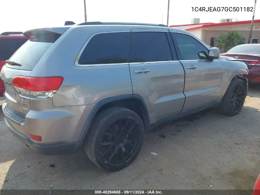 2016 Jeep Grand Cherokee Laredo VIN: 1C4RJEAG7GC501182 Lot: 40294688