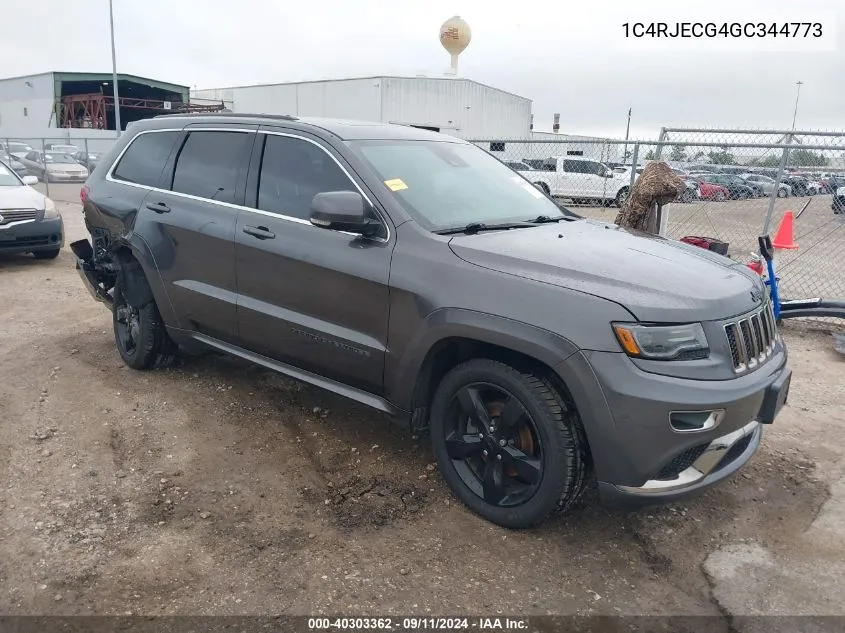 2016 Jeep Grand Cherokee High Altitude VIN: 1C4RJECG4GC344773 Lot: 40303362