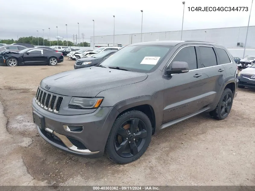 2016 Jeep Grand Cherokee High Altitude VIN: 1C4RJECG4GC344773 Lot: 40303362