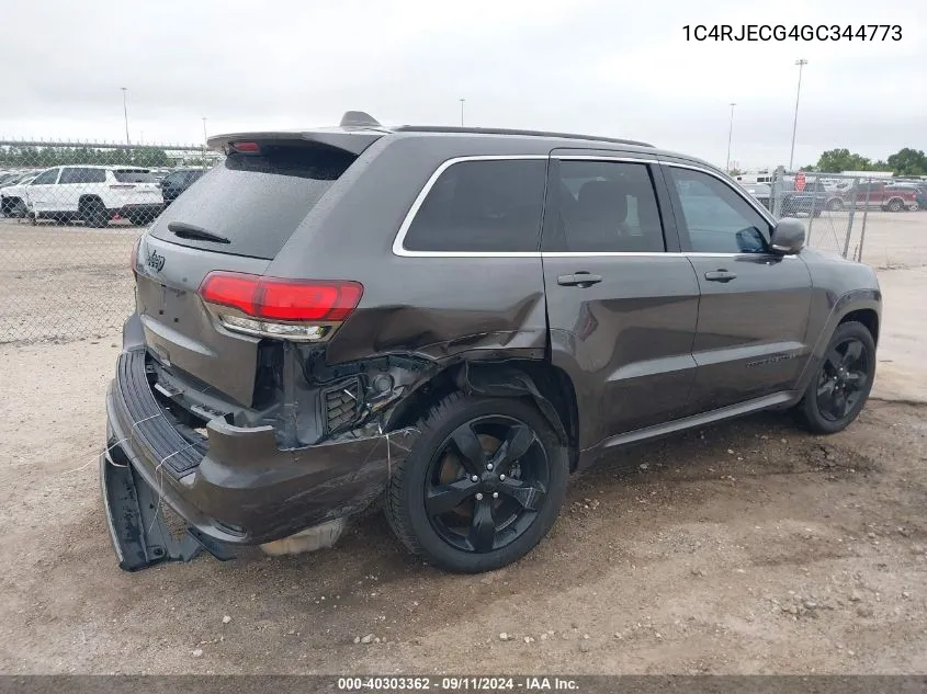 2016 Jeep Grand Cherokee High Altitude VIN: 1C4RJECG4GC344773 Lot: 40303362