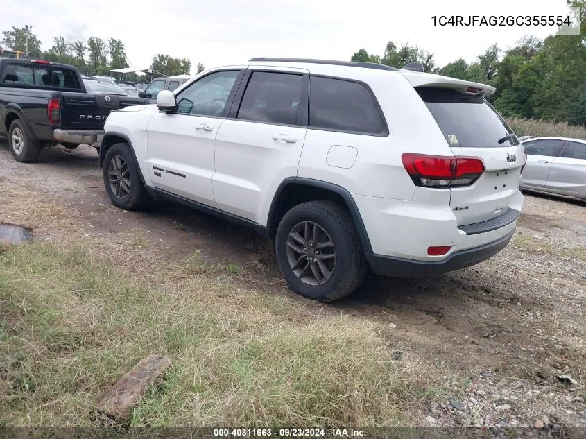 2016 Jeep Grand Cherokee 75Th Anniversary VIN: 1C4RJFAG2GC355554 Lot: 40311663