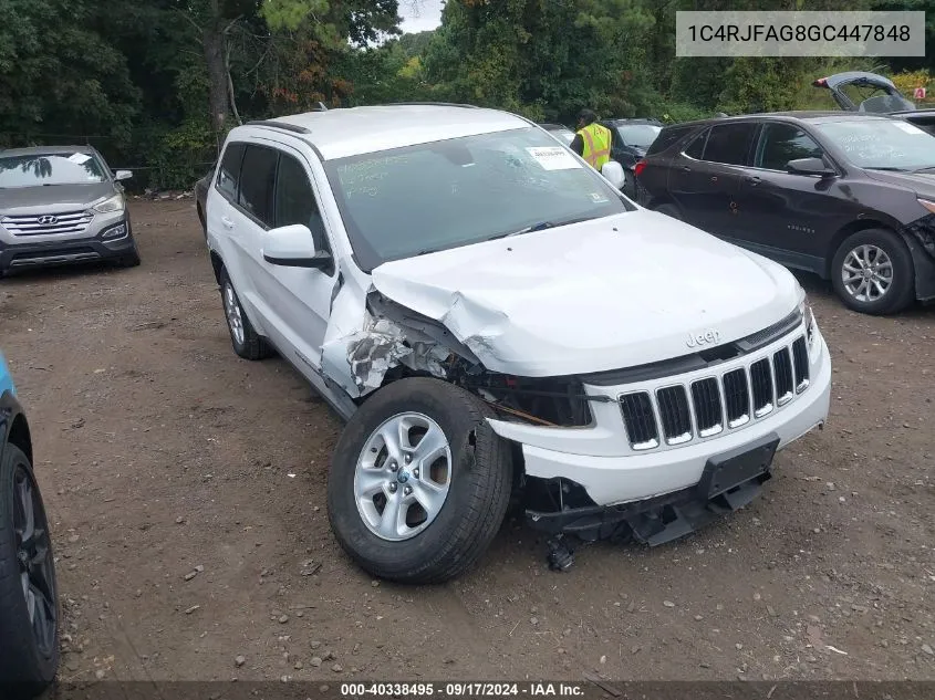 2016 Jeep Grand Cherokee Laredo VIN: 1C4RJFAG8GC447848 Lot: 40338495