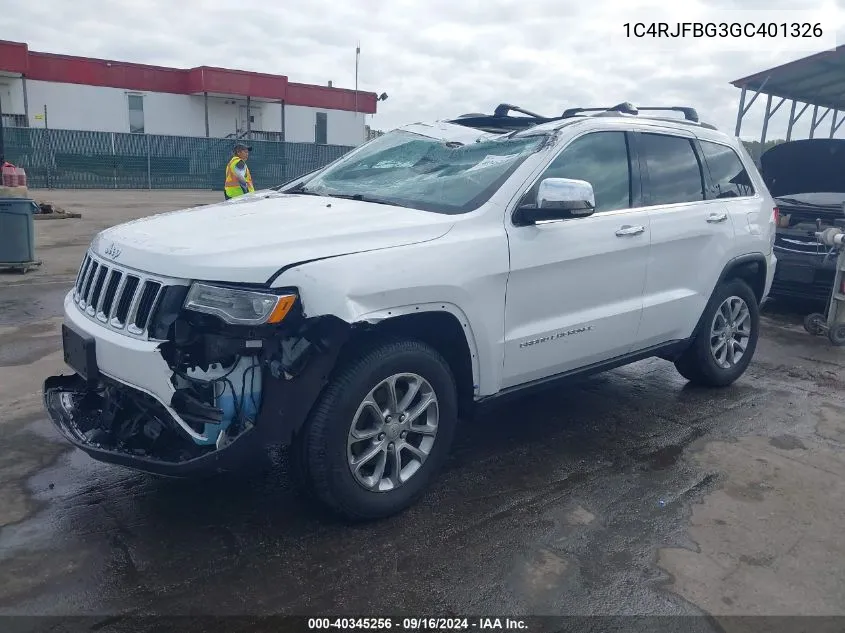 2016 Jeep Grand Cherokee Limited VIN: 1C4RJFBG3GC401326 Lot: 40345256