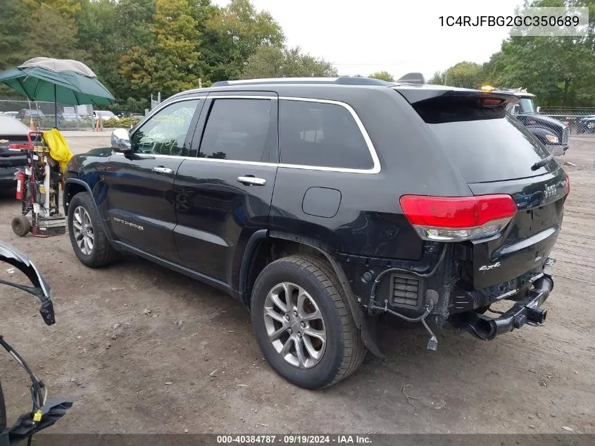 2016 Jeep Grand Cherokee Limited VIN: 1C4RJFBG2GC350689 Lot: 40384787