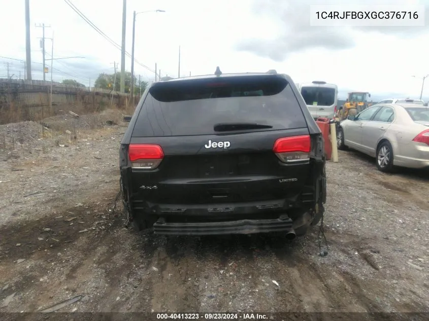 2016 Jeep Grand Cherokee Limited VIN: 1C4RJFBGXGC376716 Lot: 40413223