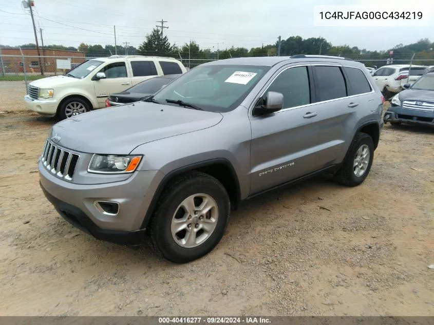 2016 Jeep Grand Cherokee Laredo VIN: 1C4RJFAG0GC434219 Lot: 40416277