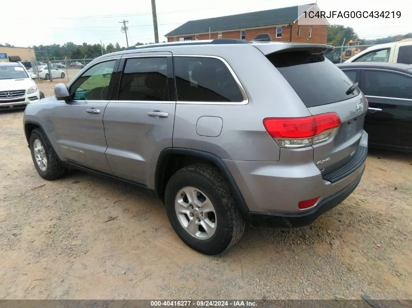 2016 Jeep Grand Cherokee Laredo VIN: 1C4RJFAG0GC434219 Lot: 40416277