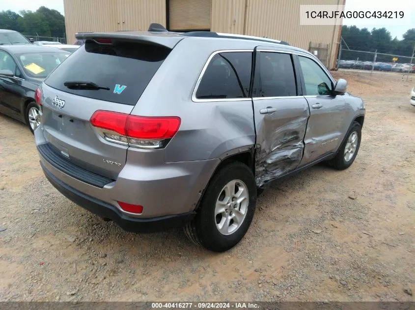 2016 Jeep Grand Cherokee Laredo VIN: 1C4RJFAG0GC434219 Lot: 40416277