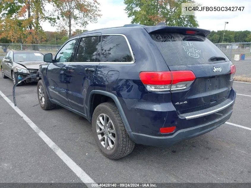 2016 Jeep Grand Cherokee Limited VIN: 1C4RJFBG5GC342747 Lot: 40428140