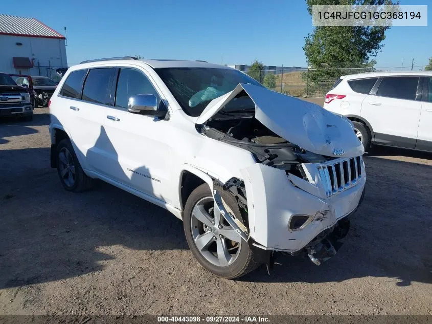 2016 Jeep Grand Cherokee Overland VIN: 1C4RJFCG1GC368194 Lot: 40443098