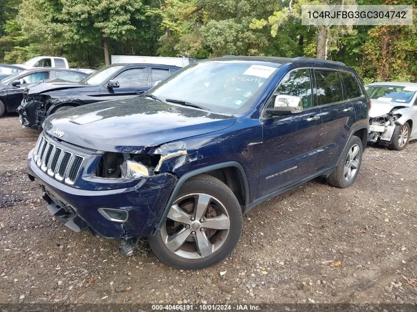 2016 Jeep Grand Cherokee Limited VIN: 1C4RJFBG3GC304742 Lot: 40466191