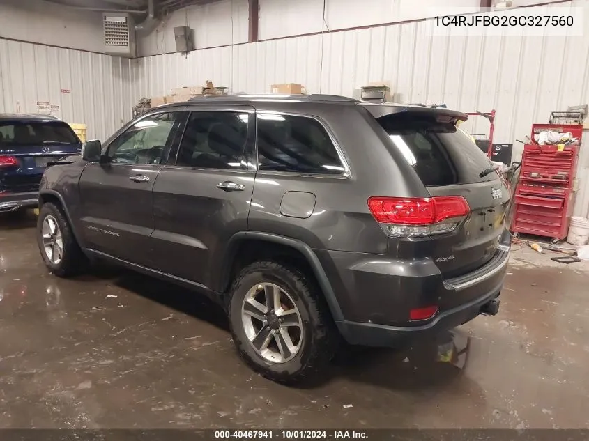 2016 Jeep Grand Cherokee Limited VIN: 1C4RJFBG2GC327560 Lot: 40467941