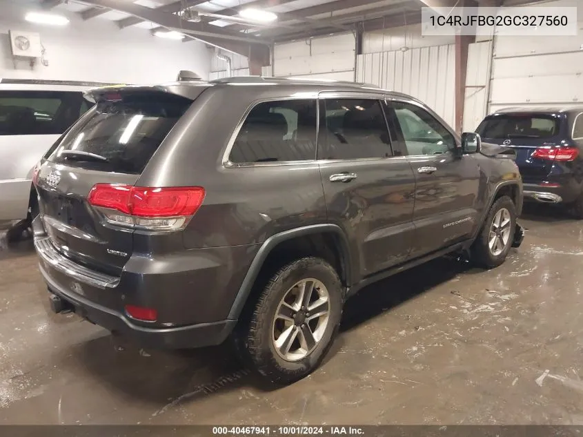 2016 Jeep Grand Cherokee Limited VIN: 1C4RJFBG2GC327560 Lot: 40467941