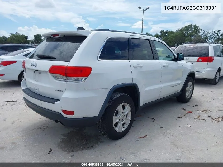 2016 Jeep Grand Cherokee Laredo VIN: 1C4RJFAG2GC318391 Lot: 40545615