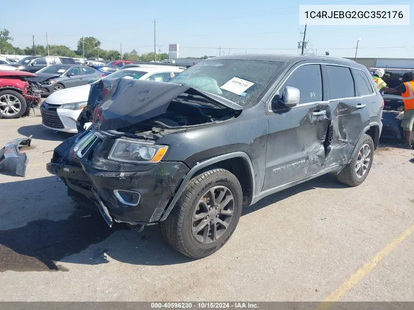 2016 Jeep Grand Cherokee Limited VIN: 1C4RJEBG2GC352176 Lot: 40596230