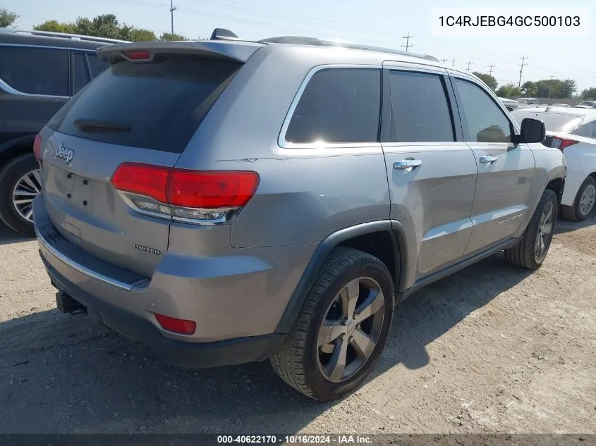 2016 Jeep Grand Cherokee Limited VIN: 1C4RJEBG4GC500103 Lot: 40622170