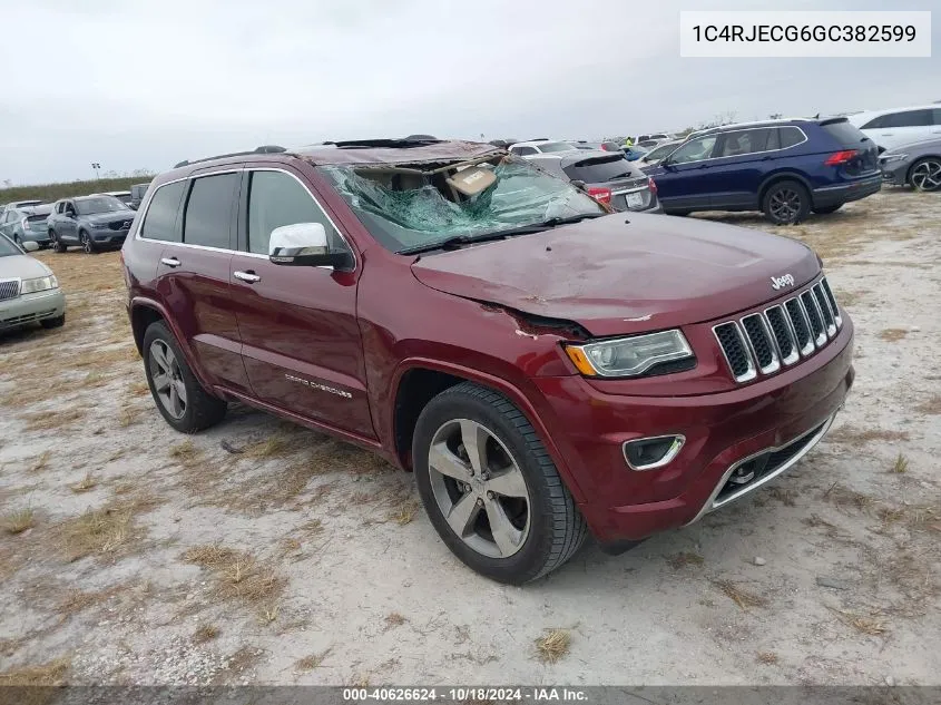 2016 Jeep Grand Cherokee Overland VIN: 1C4RJECG6GC382599 Lot: 40626624