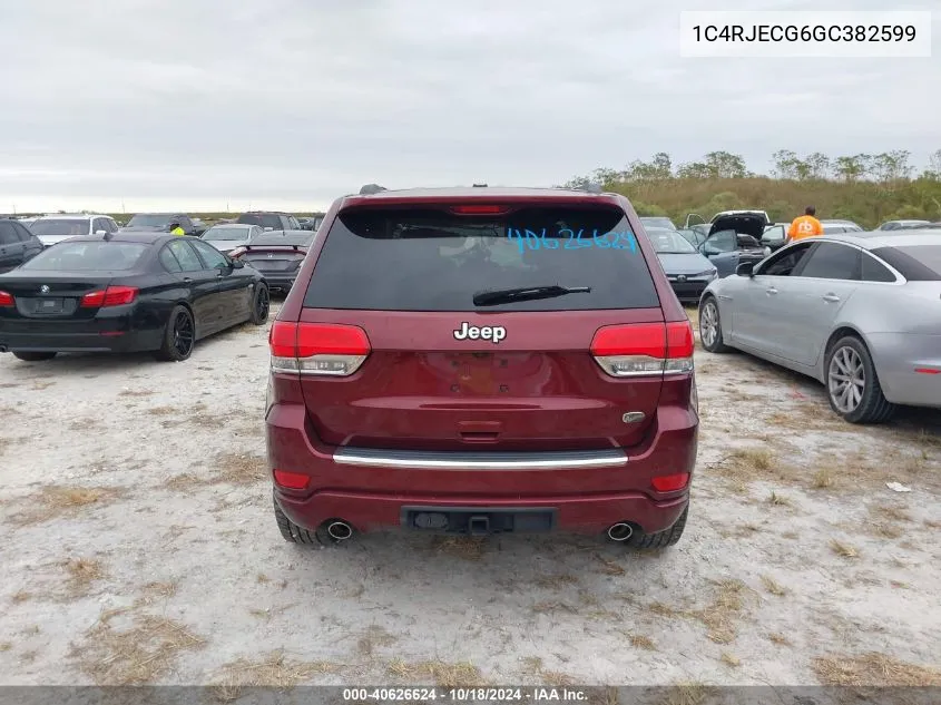 2016 Jeep Grand Cherokee Overland VIN: 1C4RJECG6GC382599 Lot: 40626624