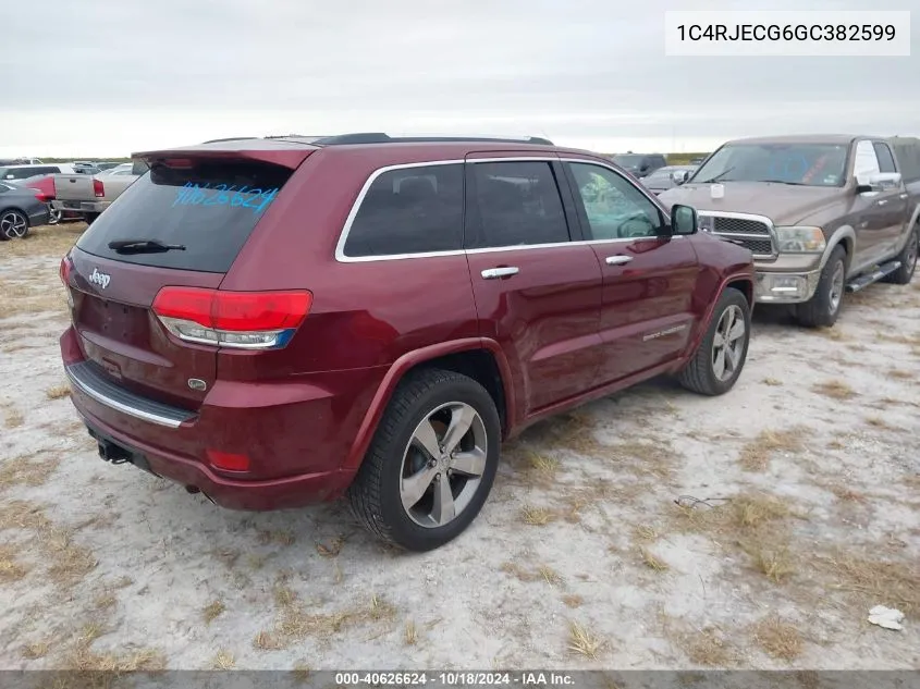 2016 Jeep Grand Cherokee Overland VIN: 1C4RJECG6GC382599 Lot: 40626624