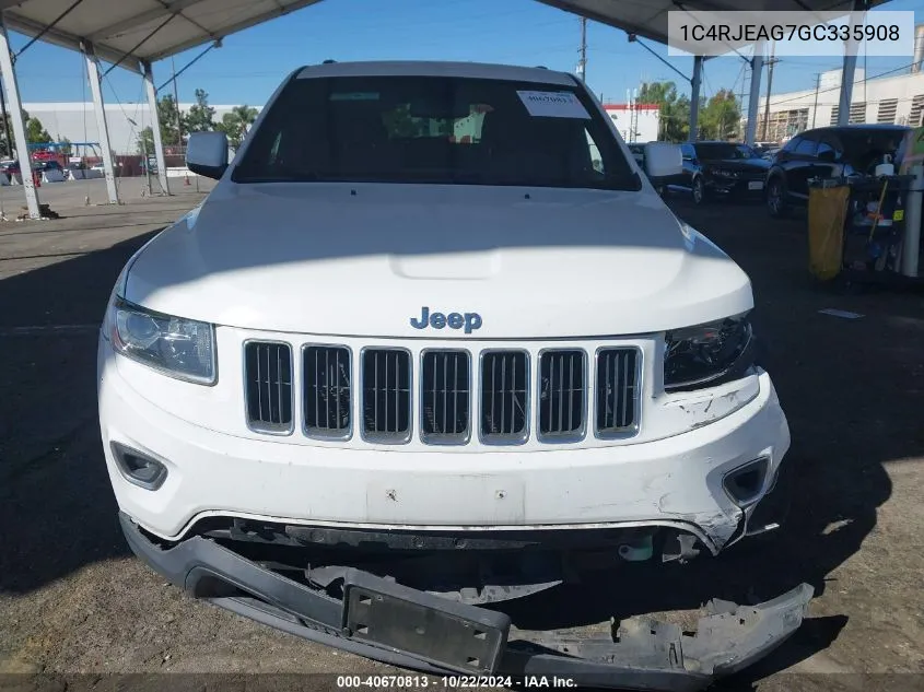 2016 Jeep Grand Cherokee Laredo VIN: 1C4RJEAG7GC335908 Lot: 40670813