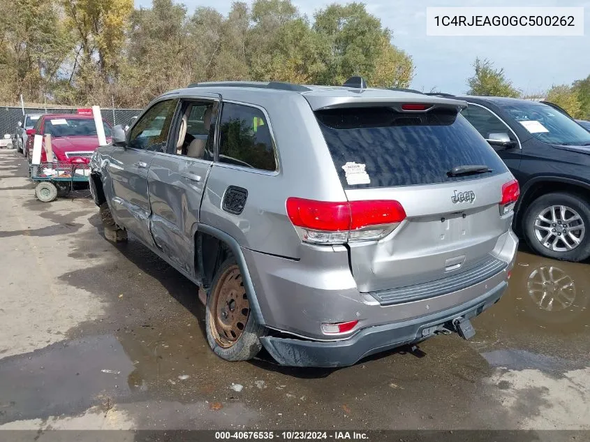 2016 Jeep Grand Cherokee Laredo VIN: 1C4RJEAG0GC500262 Lot: 40676535