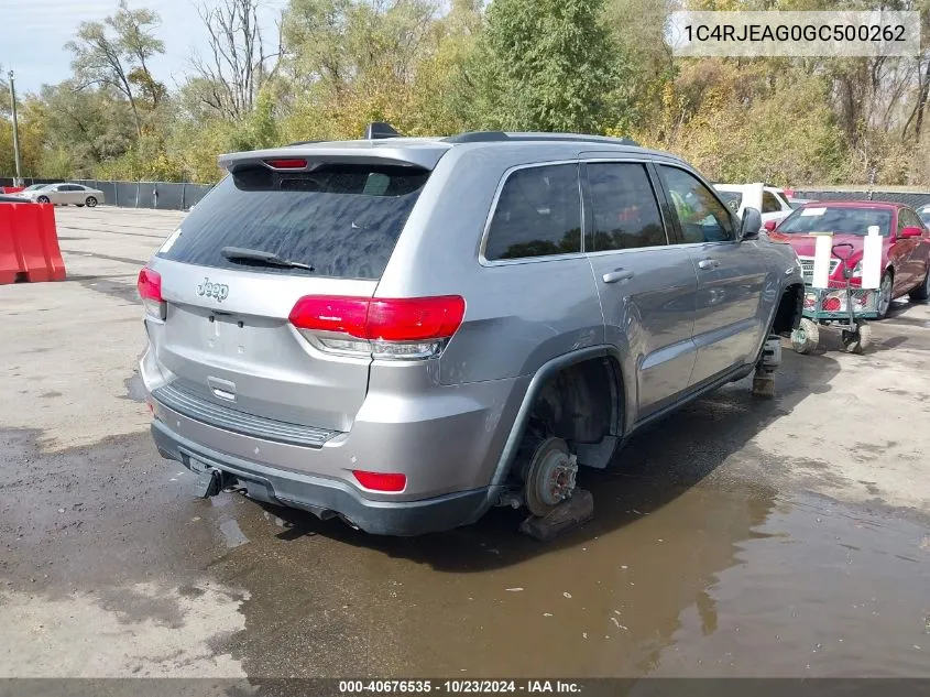 2016 Jeep Grand Cherokee Laredo VIN: 1C4RJEAG0GC500262 Lot: 40676535