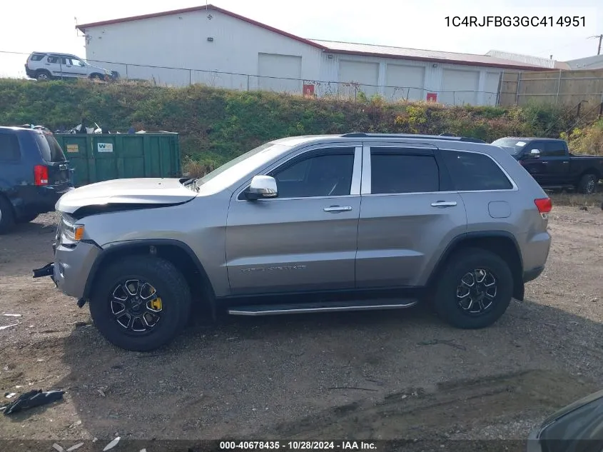 2016 Jeep Grand Cherokee Limited VIN: 1C4RJFBG3GC414951 Lot: 40678435