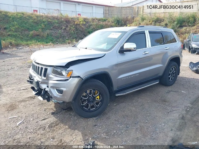 2016 Jeep Grand Cherokee Limited VIN: 1C4RJFBG3GC414951 Lot: 40678435