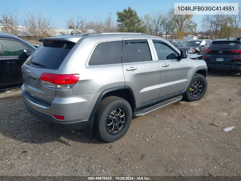 2016 Jeep Grand Cherokee Limited VIN: 1C4RJFBG3GC414951 Lot: 40678435