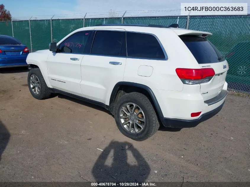 2016 Jeep Grand Cherokee Limited VIN: 1C4RJFBG0GC363683 Lot: 40678704