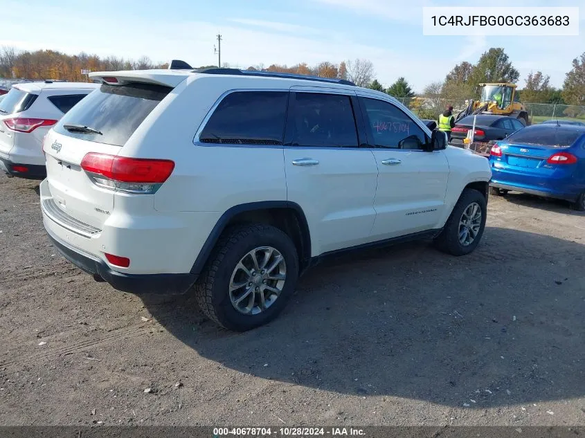 2016 Jeep Grand Cherokee Limited VIN: 1C4RJFBG0GC363683 Lot: 40678704