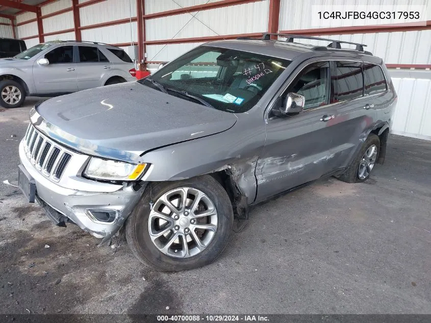 2016 Jeep Grand Cherokee Limited VIN: 1C4RJFBG4GC317953 Lot: 40700088