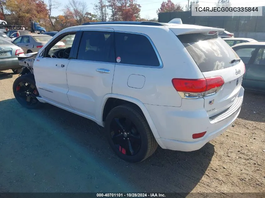 2016 Jeep Grand Cherokee Overland VIN: 1C4RJECG0GC335844 Lot: 40701101