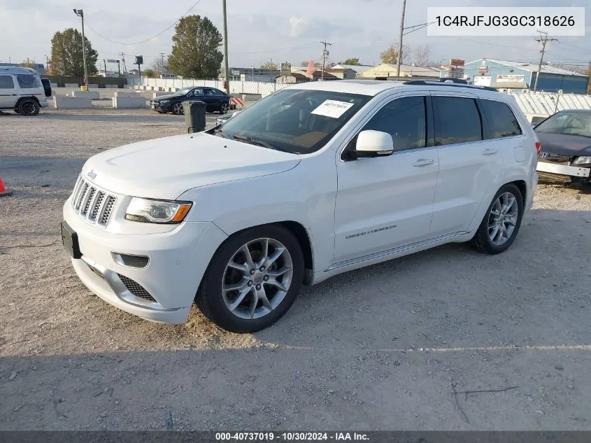 2016 Jeep Grand Cherokee Summit VIN: 1C4RJFJG3GC318626 Lot: 40737019