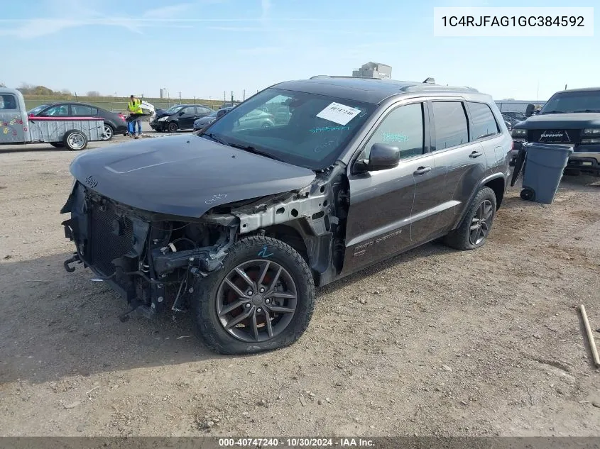 2016 Jeep Grand Cherokee 75Th Anniversary VIN: 1C4RJFAG1GC384592 Lot: 40747240