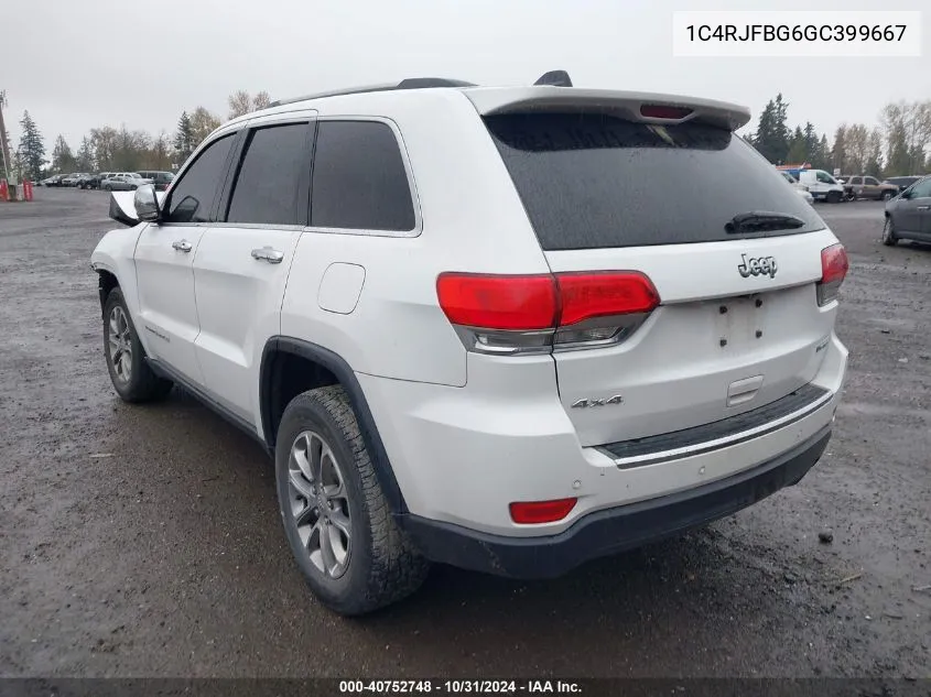 2016 Jeep Grand Cherokee Limited VIN: 1C4RJFBG6GC399667 Lot: 40752748