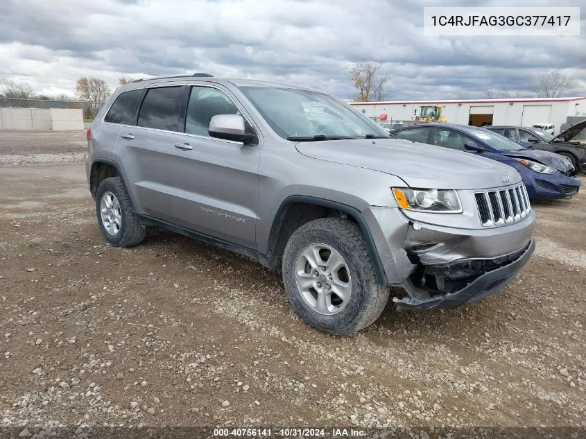 2016 Jeep Grand Cherokee Laredo VIN: 1C4RJFAG3GC377417 Lot: 40756141