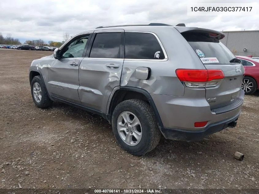 2016 Jeep Grand Cherokee Laredo VIN: 1C4RJFAG3GC377417 Lot: 40756141