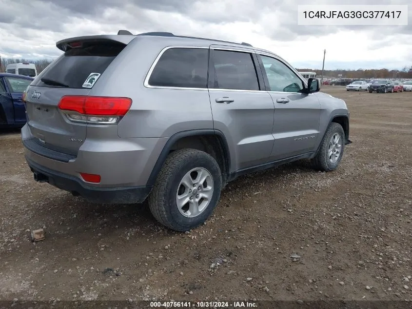 2016 Jeep Grand Cherokee Laredo VIN: 1C4RJFAG3GC377417 Lot: 40756141