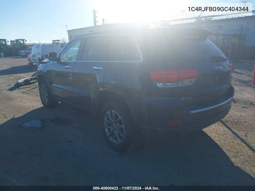 2016 Jeep Grand Cherokee Limited VIN: 1C4RJFBG9GC404344 Lot: 40800422