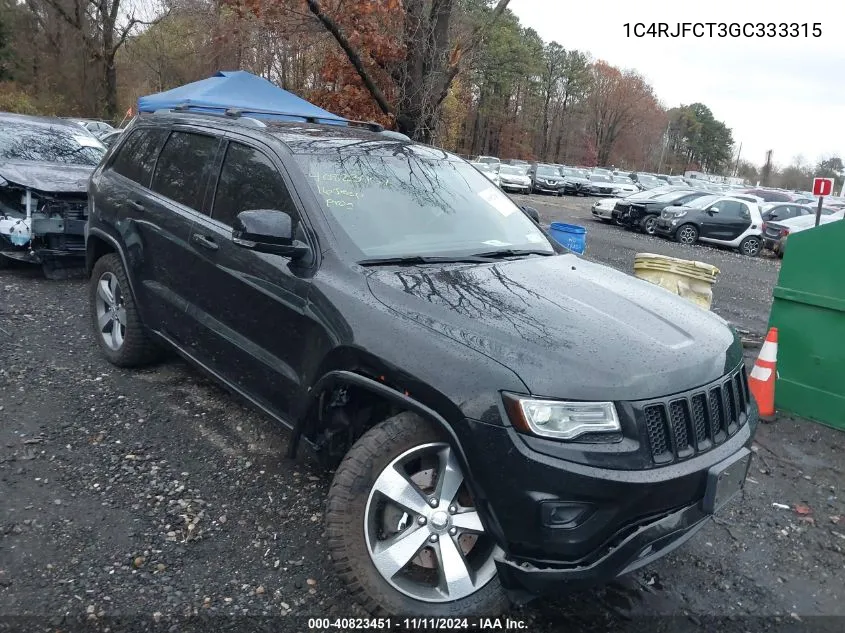 2016 Jeep Grand Cherokee Overland VIN: 1C4RJFCT3GC333315 Lot: 40823451