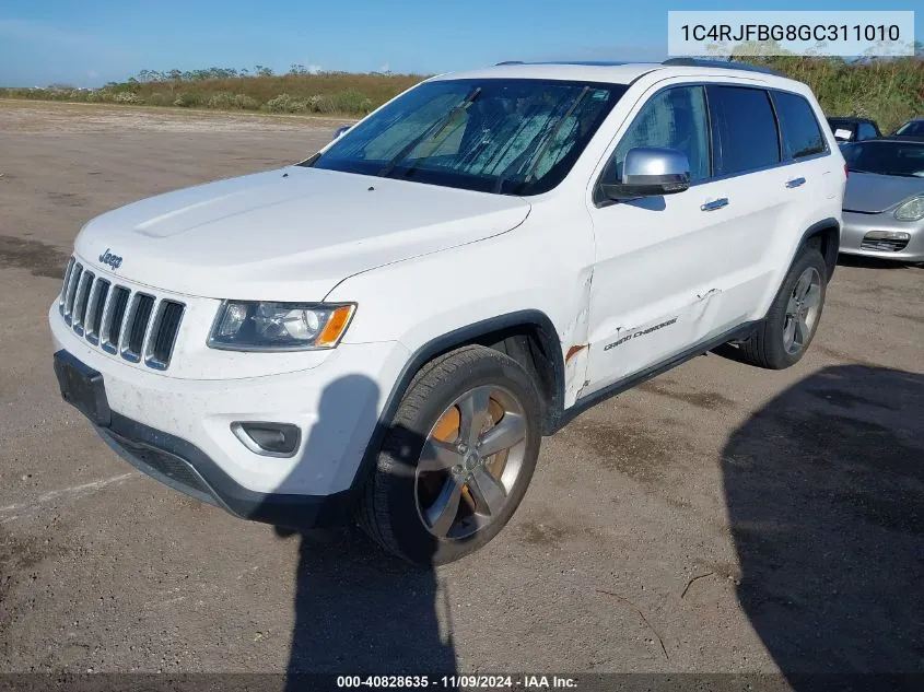 2016 Jeep Grand Cherokee Limited VIN: 1C4RJFBG8GC311010 Lot: 40828635