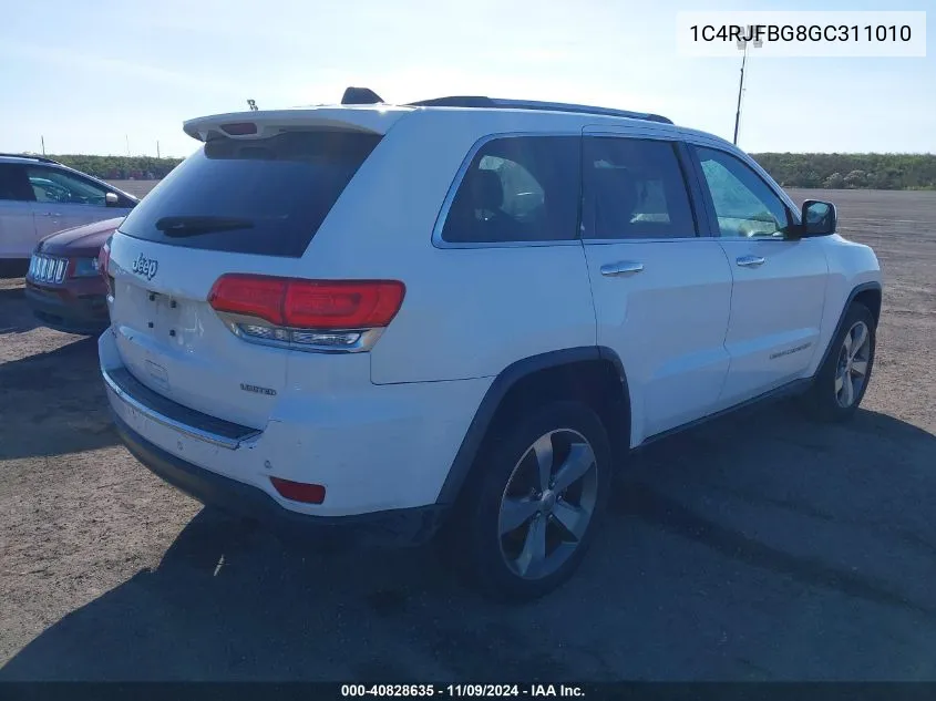 2016 Jeep Grand Cherokee Limited VIN: 1C4RJFBG8GC311010 Lot: 40828635