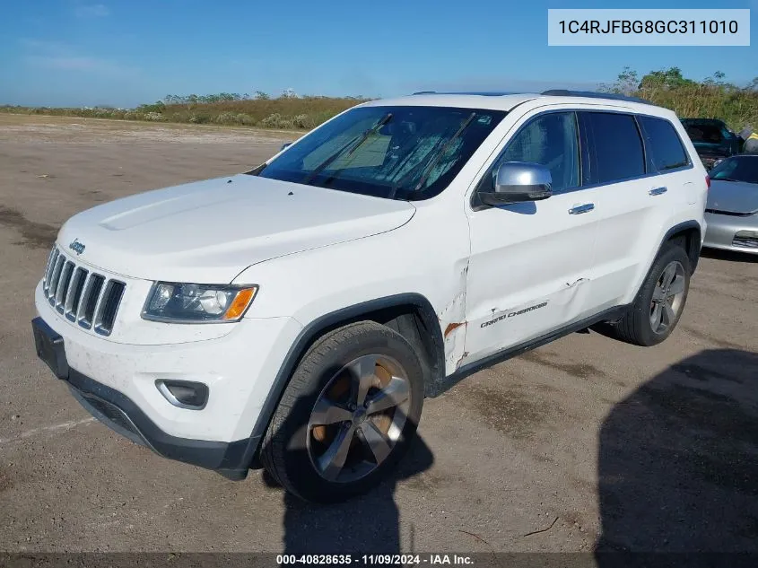 2016 Jeep Grand Cherokee Limited VIN: 1C4RJFBG8GC311010 Lot: 40828635