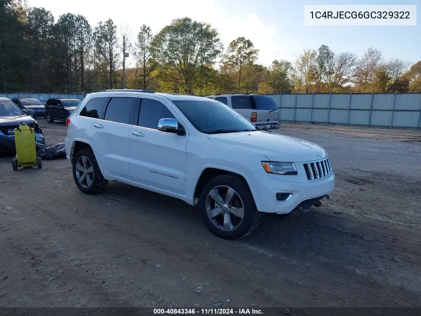 2016 Jeep Grand Cherokee Overland VIN: 1C4RJECG6GC329322 Lot: 40843346