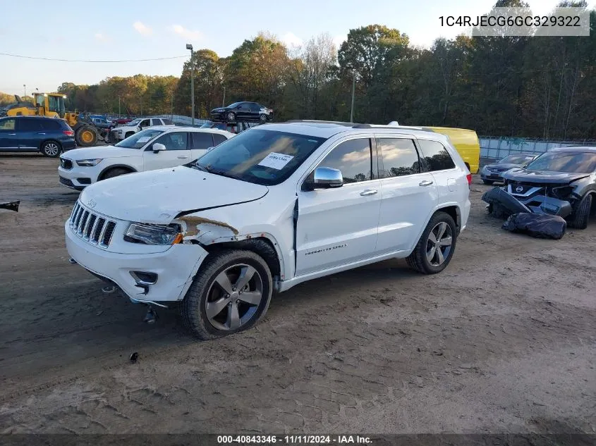 2016 Jeep Grand Cherokee Overland VIN: 1C4RJECG6GC329322 Lot: 40843346