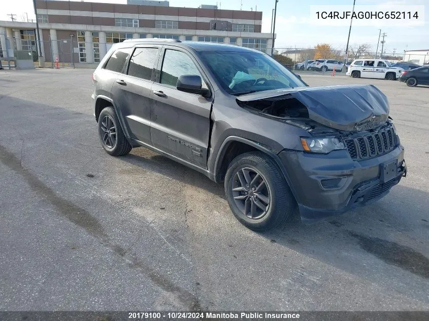 2017 Jeep Grand Cherokee Laredo VIN: 1C4RJFAG0HC652114 Lot: 20179100