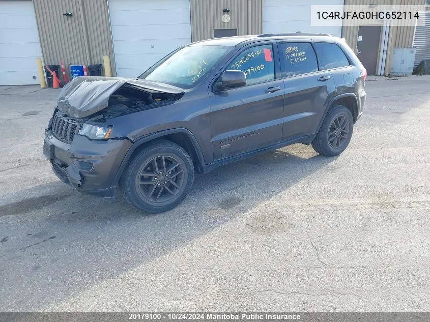 2017 Jeep Grand Cherokee Laredo VIN: 1C4RJFAG0HC652114 Lot: 20179100